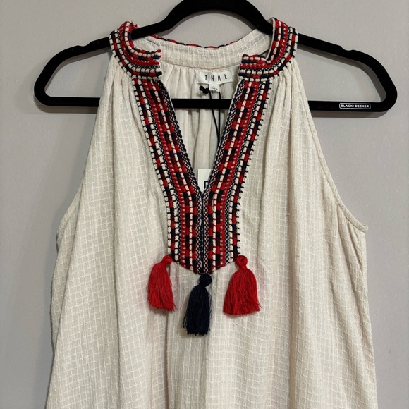 THML Tops - THML Cream Dress with Red and Blue Embroidery